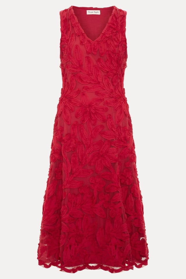 Phase Eight Phase Eight Women's Paloma Embroidered Fit Flare Dress in Red - 2