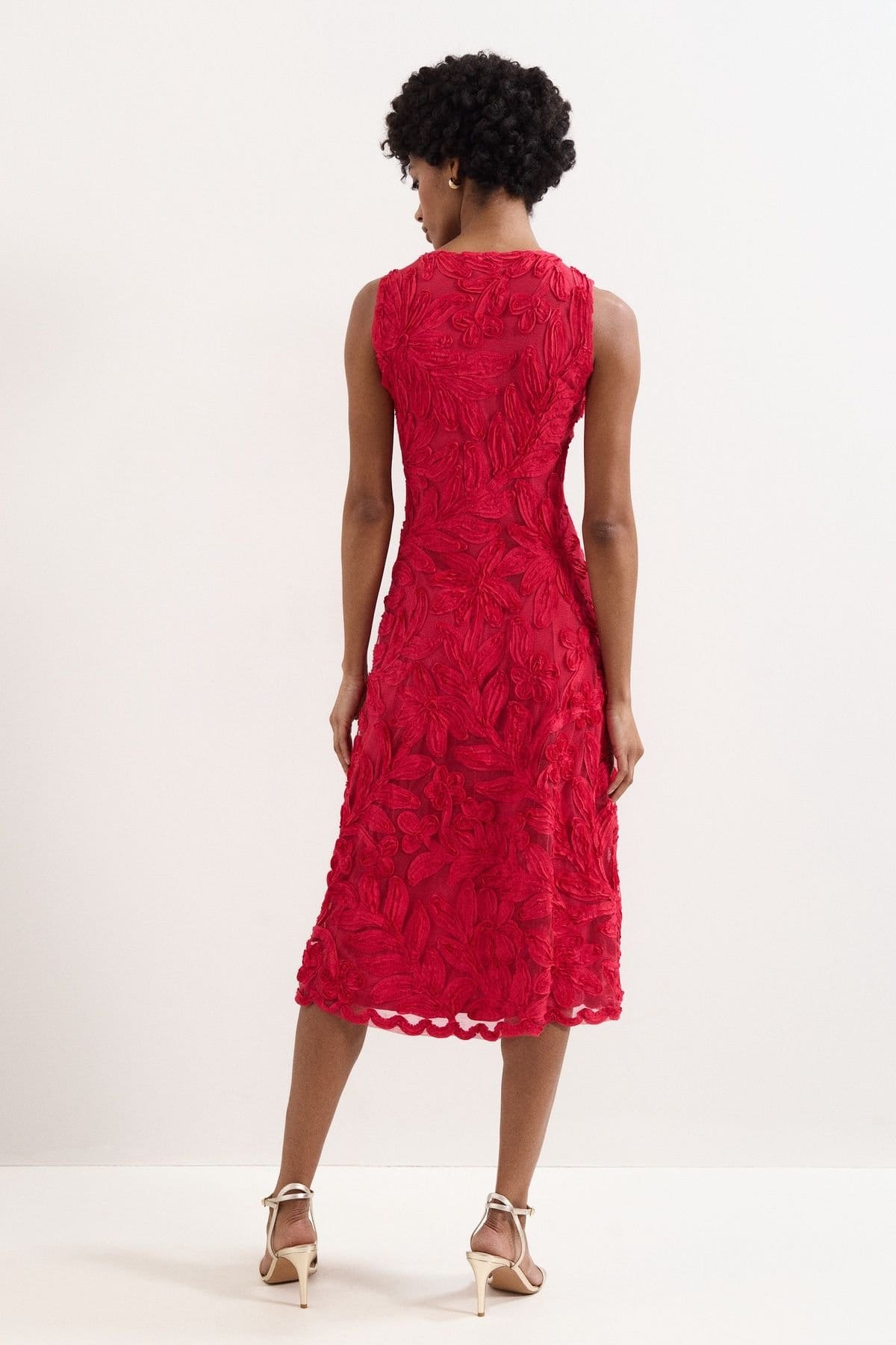 Phase Eight Phase Eight Women's Paloma Embroidered Fit Flare Dress in Red - 4