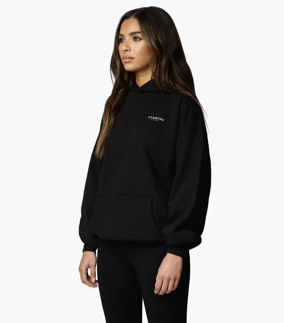 Gym King Gym King Black Relaxed Pullover Logo Hoodie