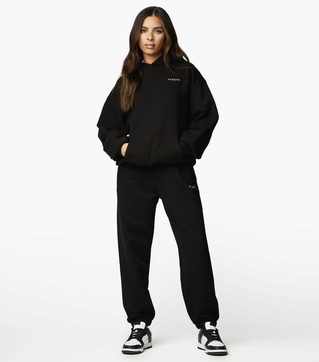 Gym King Women's Black Relaxed Pullover Logo Hoodie Gym King New Look - 2