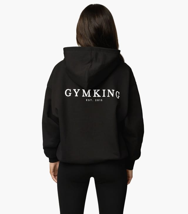 Gym King Women's Black Relaxed Pullover Logo Hoodie Gym King New Look - 3