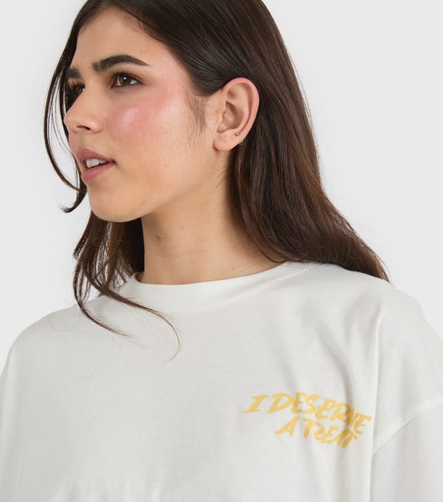 Skinnydip Women's White Cotton Dessert Print Oversized T-Shirt Skinnydip New Look - 3