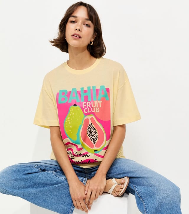 New Look Women's Light Yellow Papaya Oversized T-Shirt New Look - 2