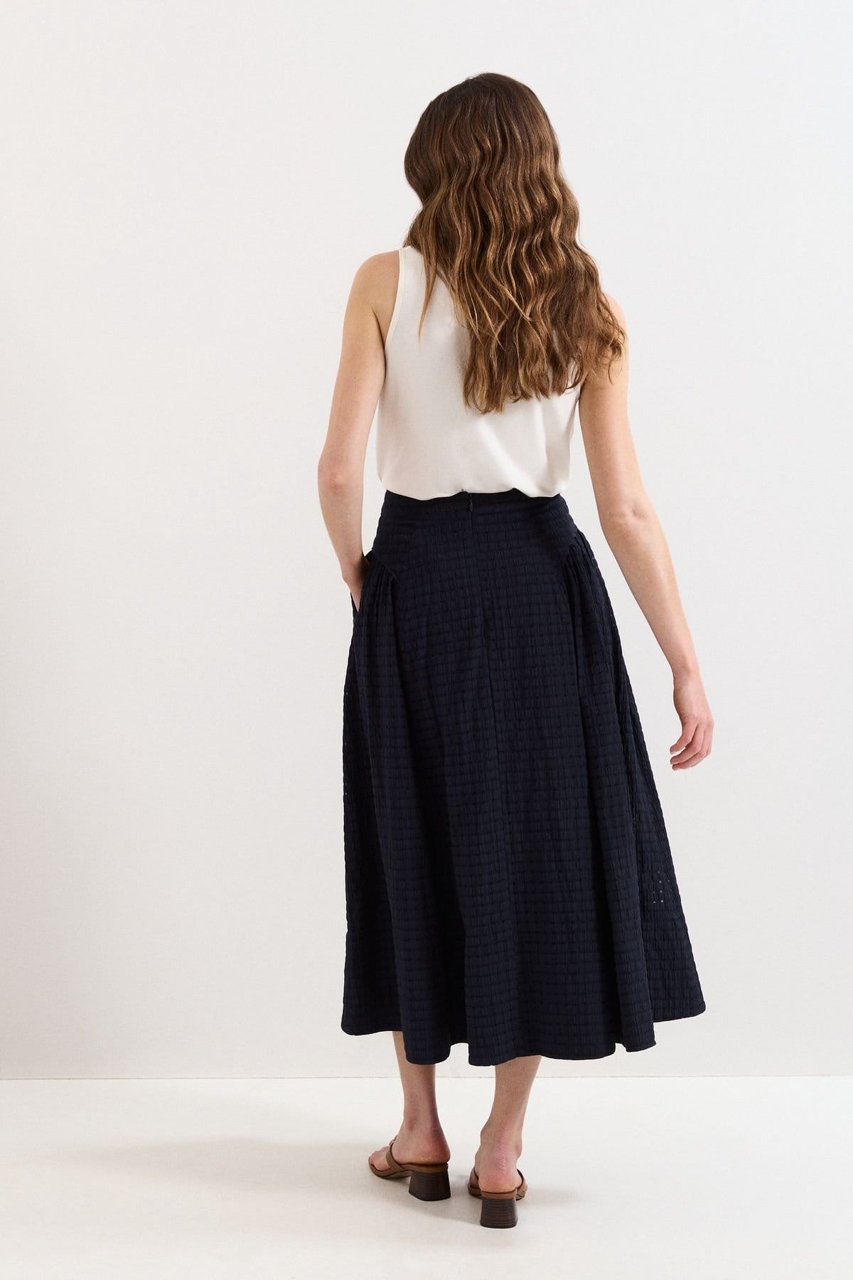 Phase Eight Phase Eight Women's Carey Textured Midi Skirt in Dark Navy - 4