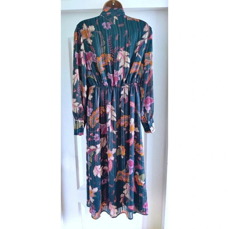 Monsoon Teal Blue Floral Midi Occasion Wrap Dress Size 10