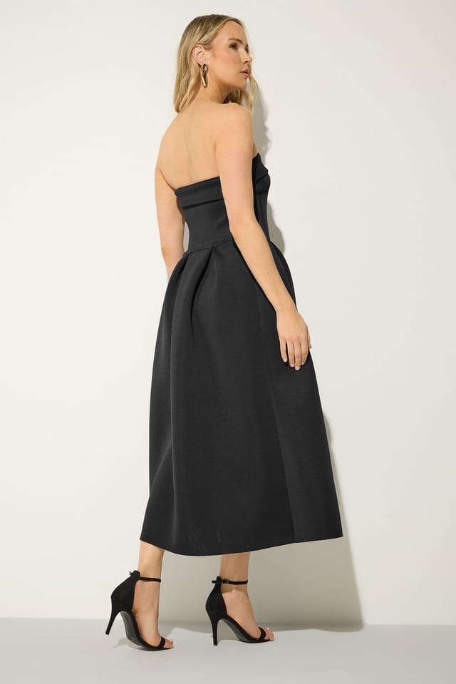 Long Tall Sally Long Tall Sally Women's Tall Pleated Detail Midi Dress in Black - 3