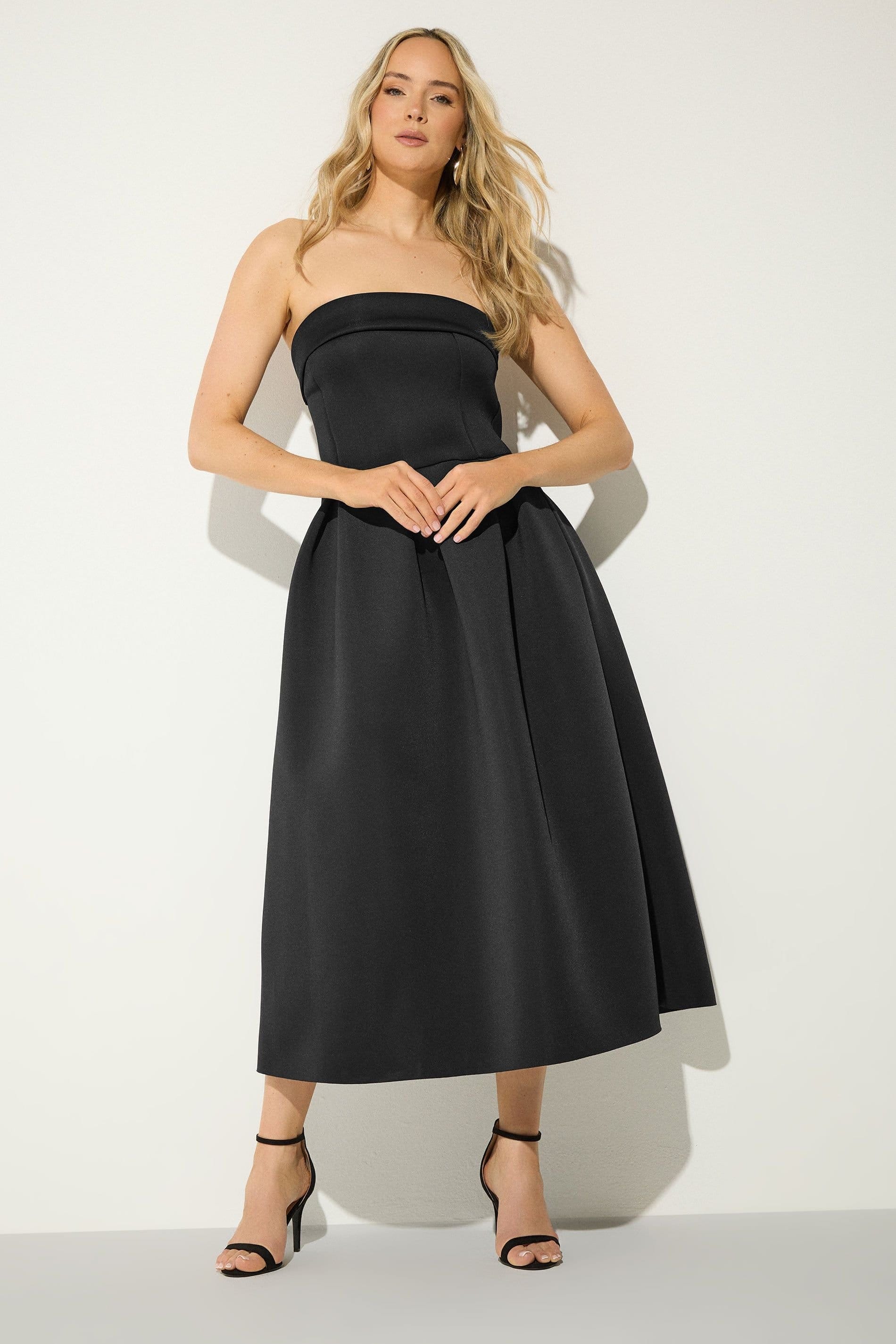 Long Tall Sally Long Tall Sally Women's Tall Pleated Detail Midi Dress in Black - 4
