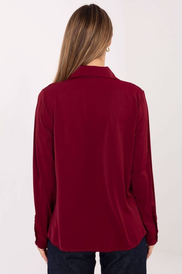 Love Lace Love Lace Women's Classic Long Sleeve Tie Front Blouse in Red - 3