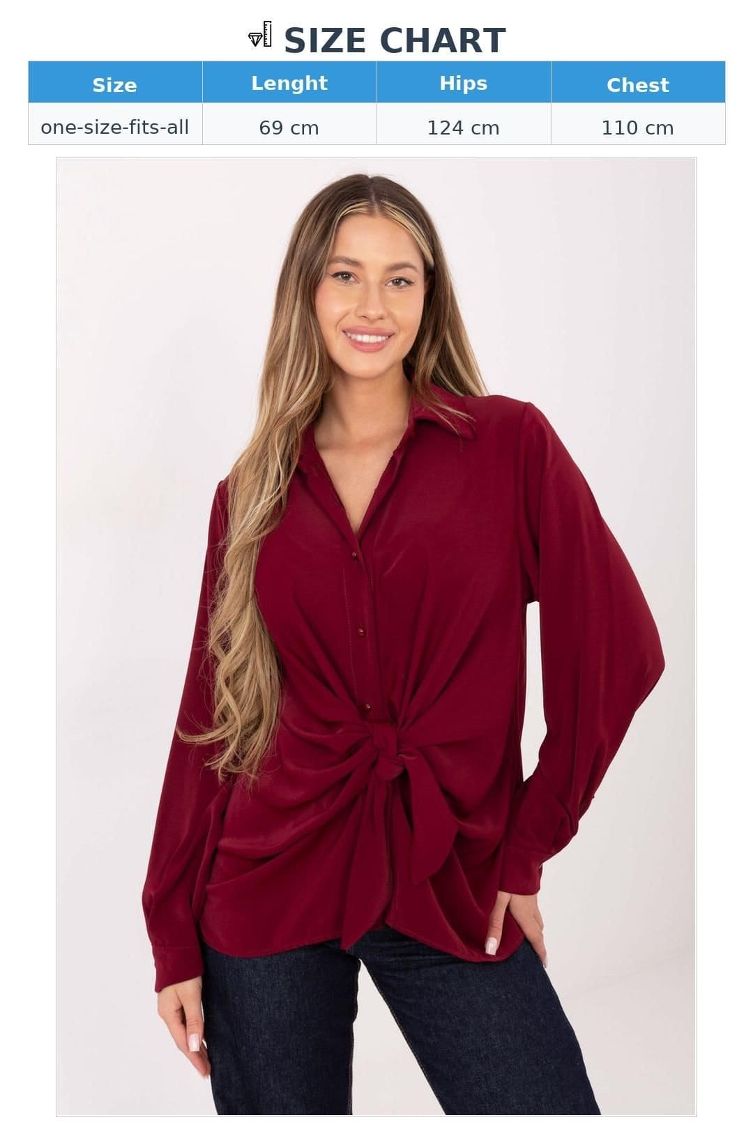 Love Lace Love Lace Women's Classic Long Sleeve Tie Front Blouse in Red - 4