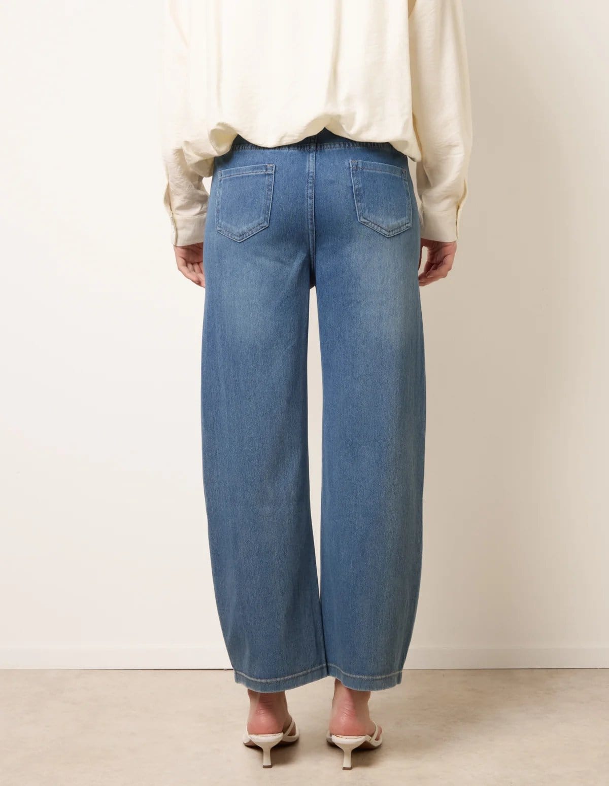 Blue Vanilla Drawstring Seam Detail Wide Leg Jeans - 4