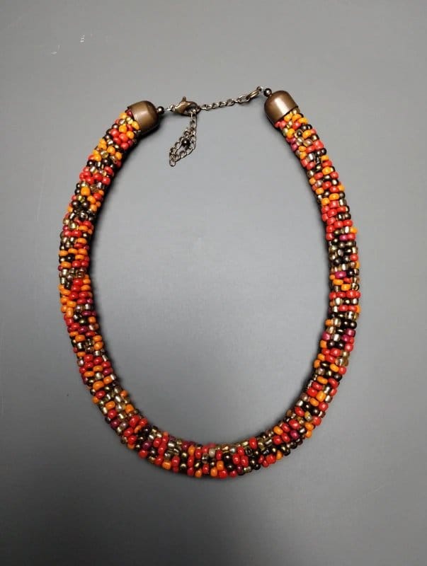 Source Unknown beaded rope statement necklace. Boho festiva artisan special occasion vibe - 1