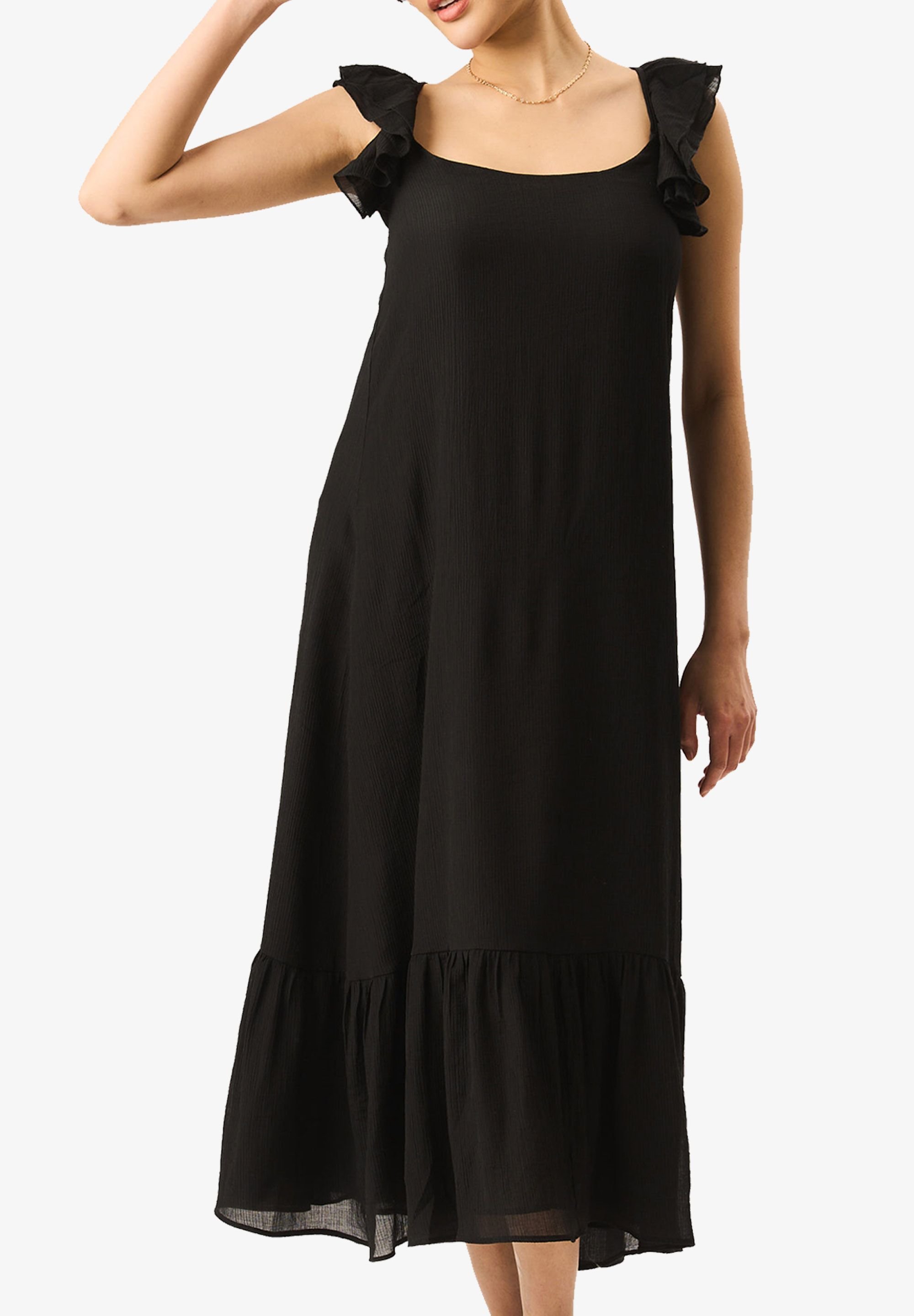 Gini London Gini London Women's Black Ruffle Short Sleeve Maxi Dress - 3