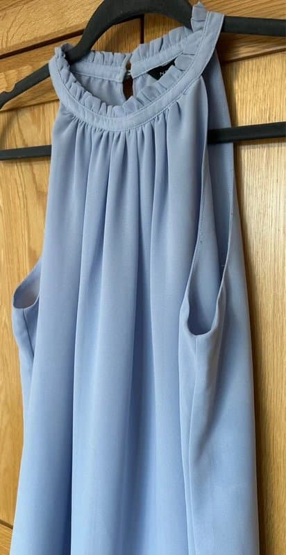 New Look BNWT New Look Pale Blue Ruffle High Neck Sleeveless Shell Top - Size 8
