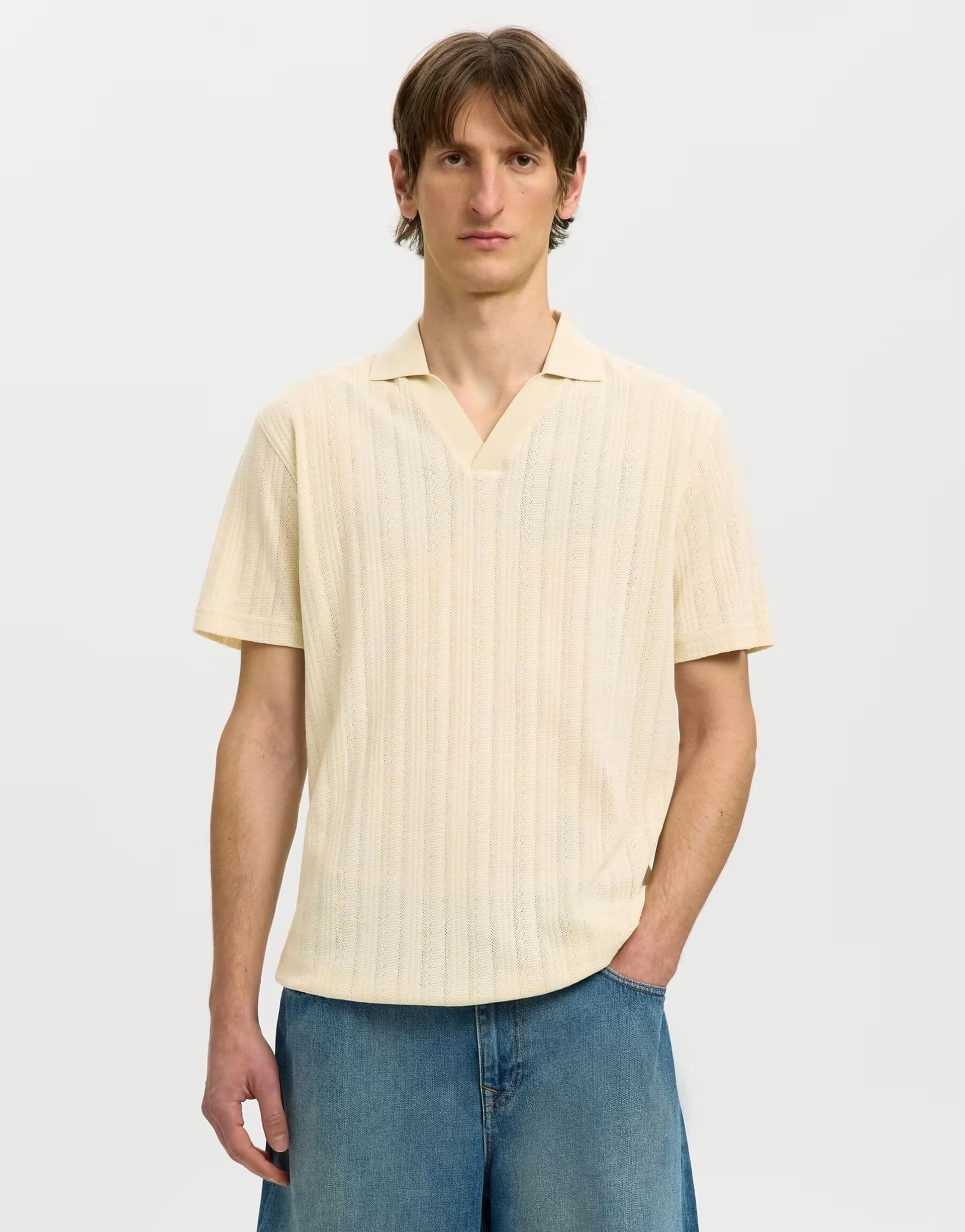 ASOS Selected Polo shirt in birch