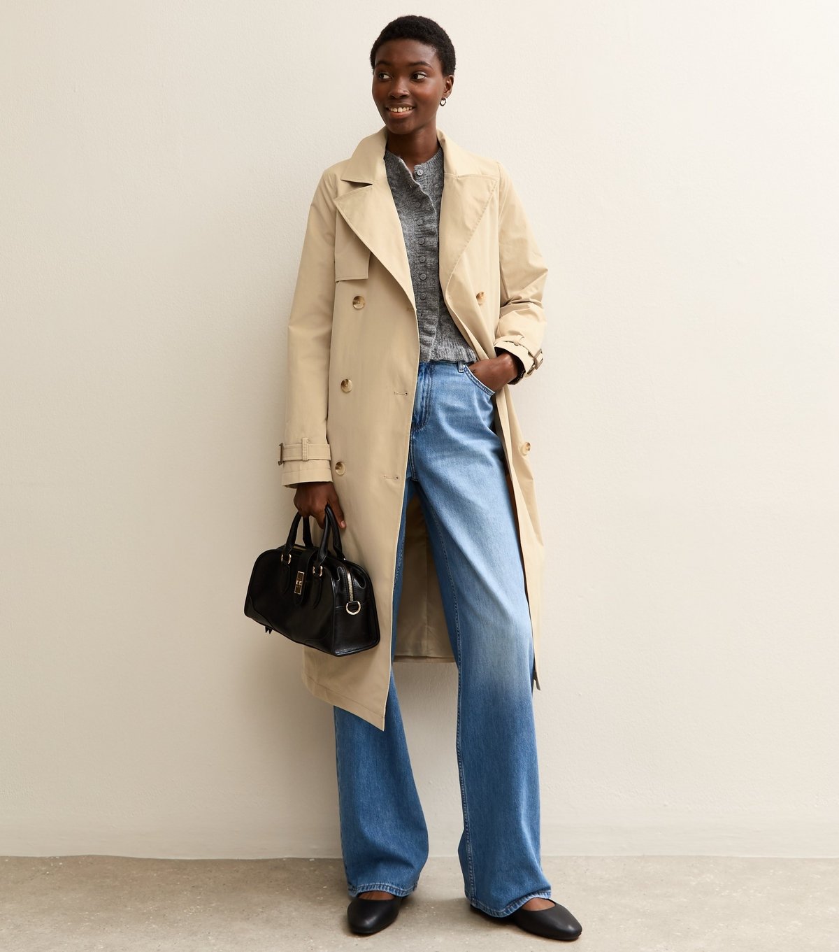 New Look Women's Tall Stone Double Breasted Mac Trench Coat New Look - 3