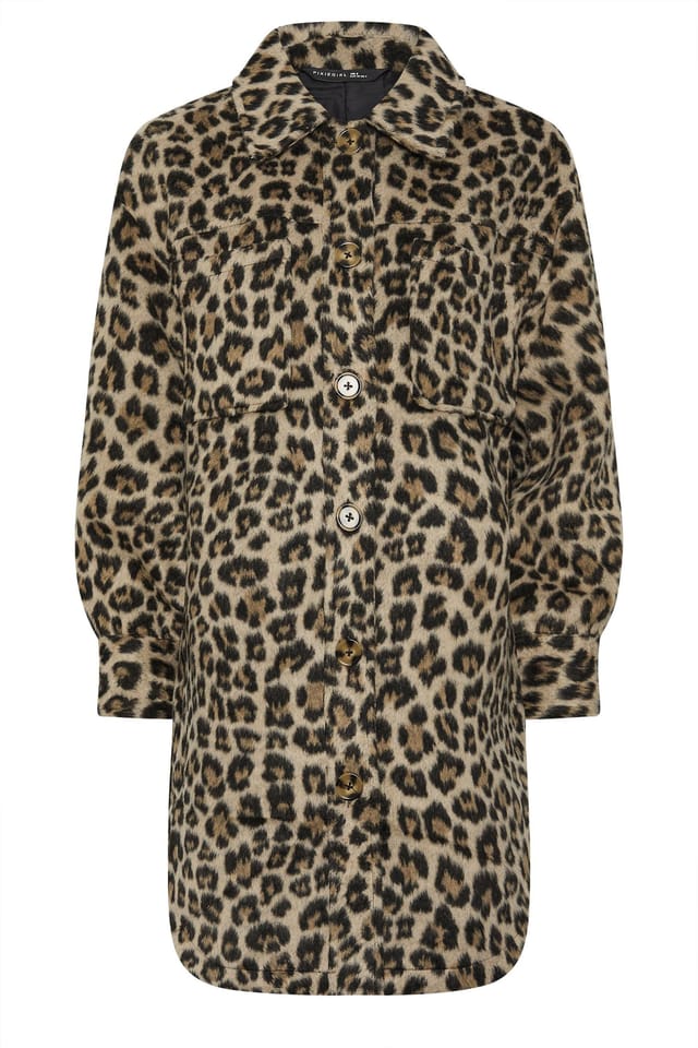 PixieGirl PixieGirl Women's Petite Leopard Shacket in Brown - 2