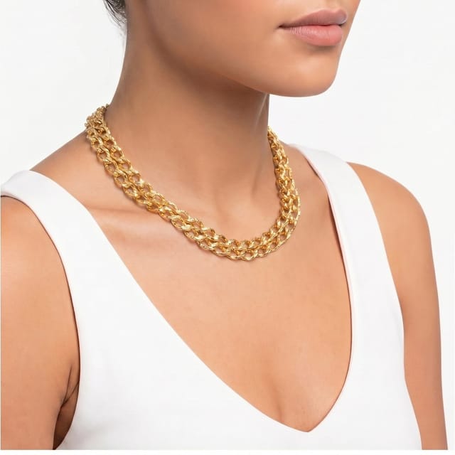 Gold Trip Gold Trip Women's Vintage Textured Long Curb Chain in Gold - 3