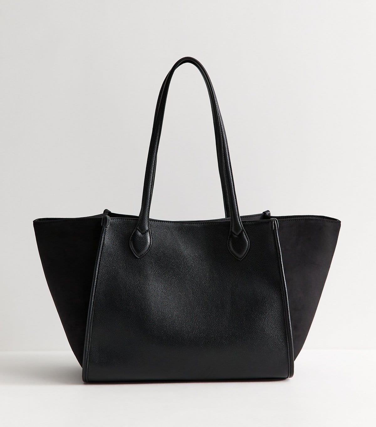New Look Black Faux Leather Contrast Wing Tote Bag Vegan New Look - 4