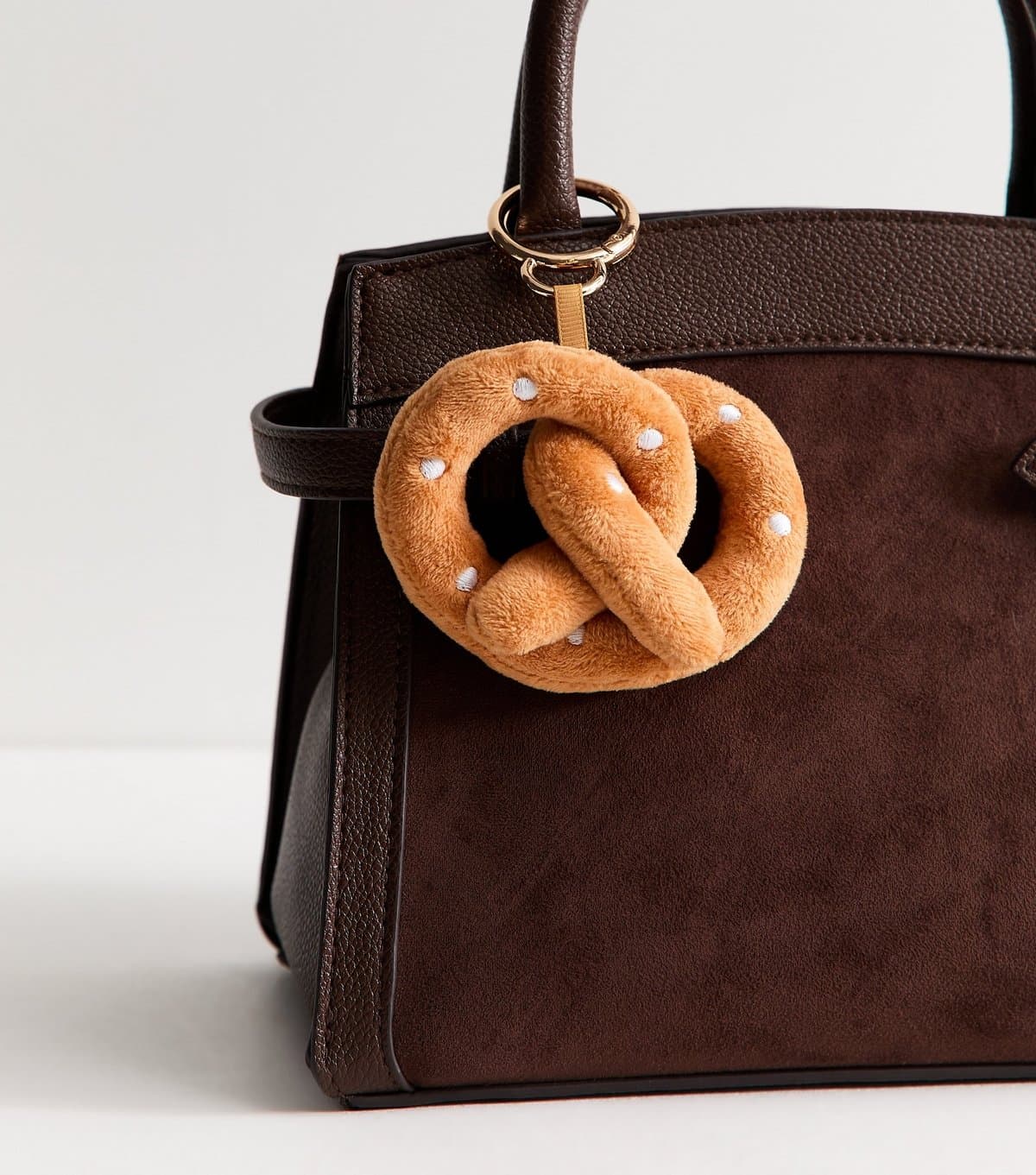 New Look Brown Pretzel Plush Bag Charm New Look