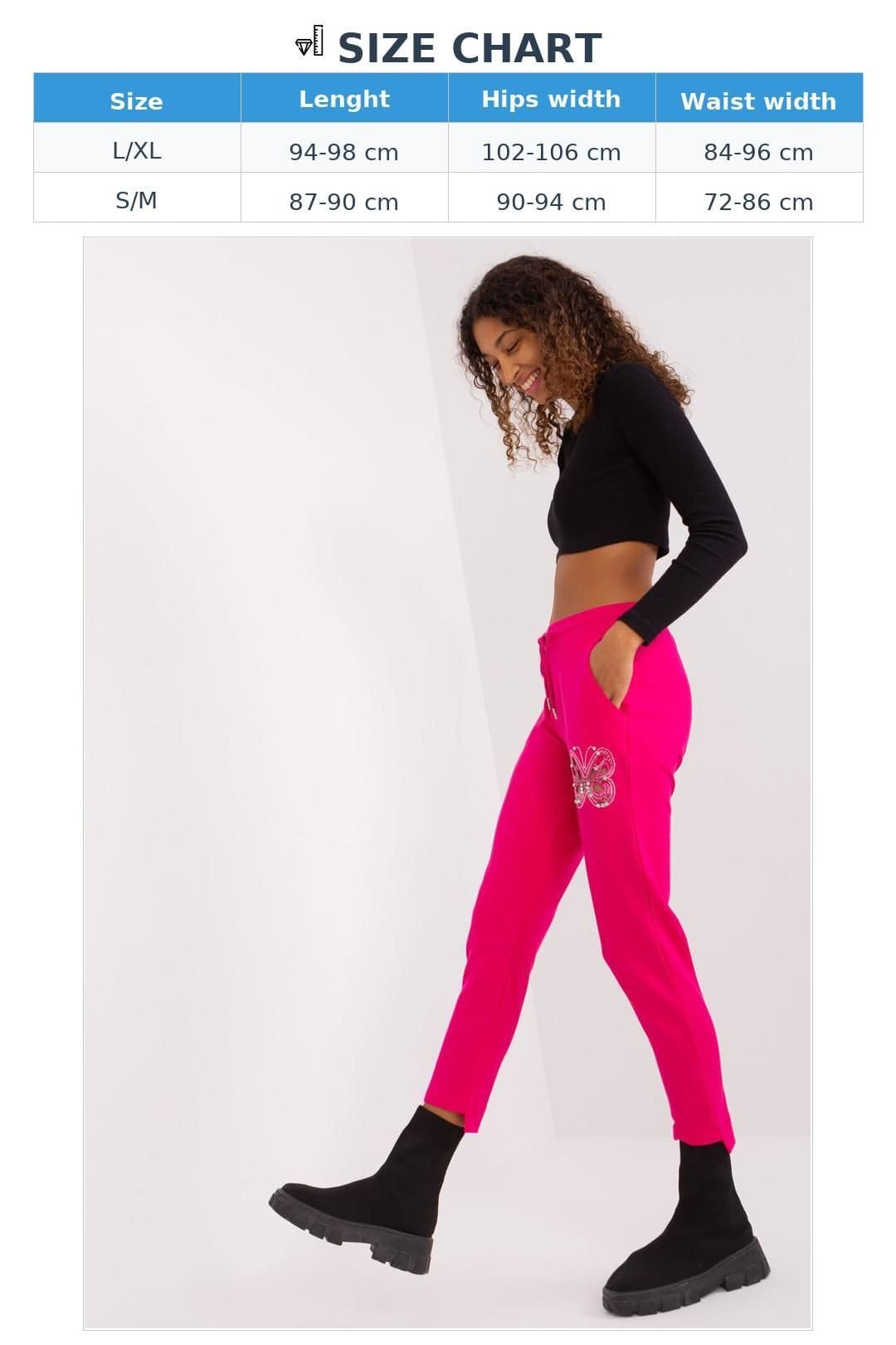 Love Lace Love Lace Women's Cotton Rhinestone Butterfly Sweatpants Trousers in Bright Pink - 4