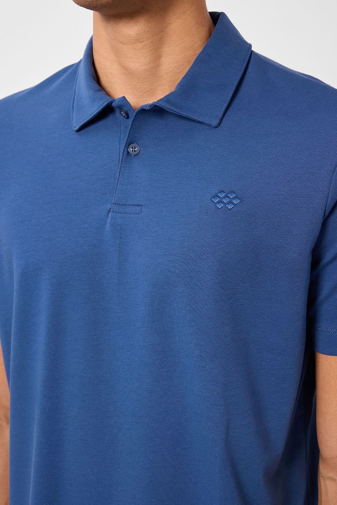Tommy Life Tommy Life Men's Cotton Elastane Polo T-Shirt in Mid Blue - 4