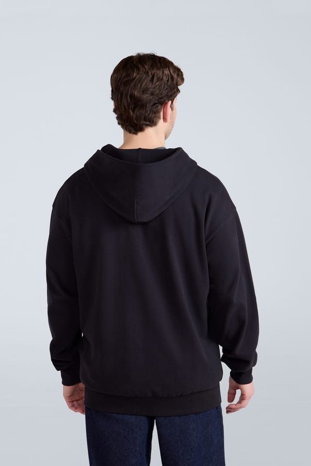 Animal Animal Men's 'Icon' Warm Comfortable Adjustable Hood Casual Logo Zip Through Hoodie in Black - 3