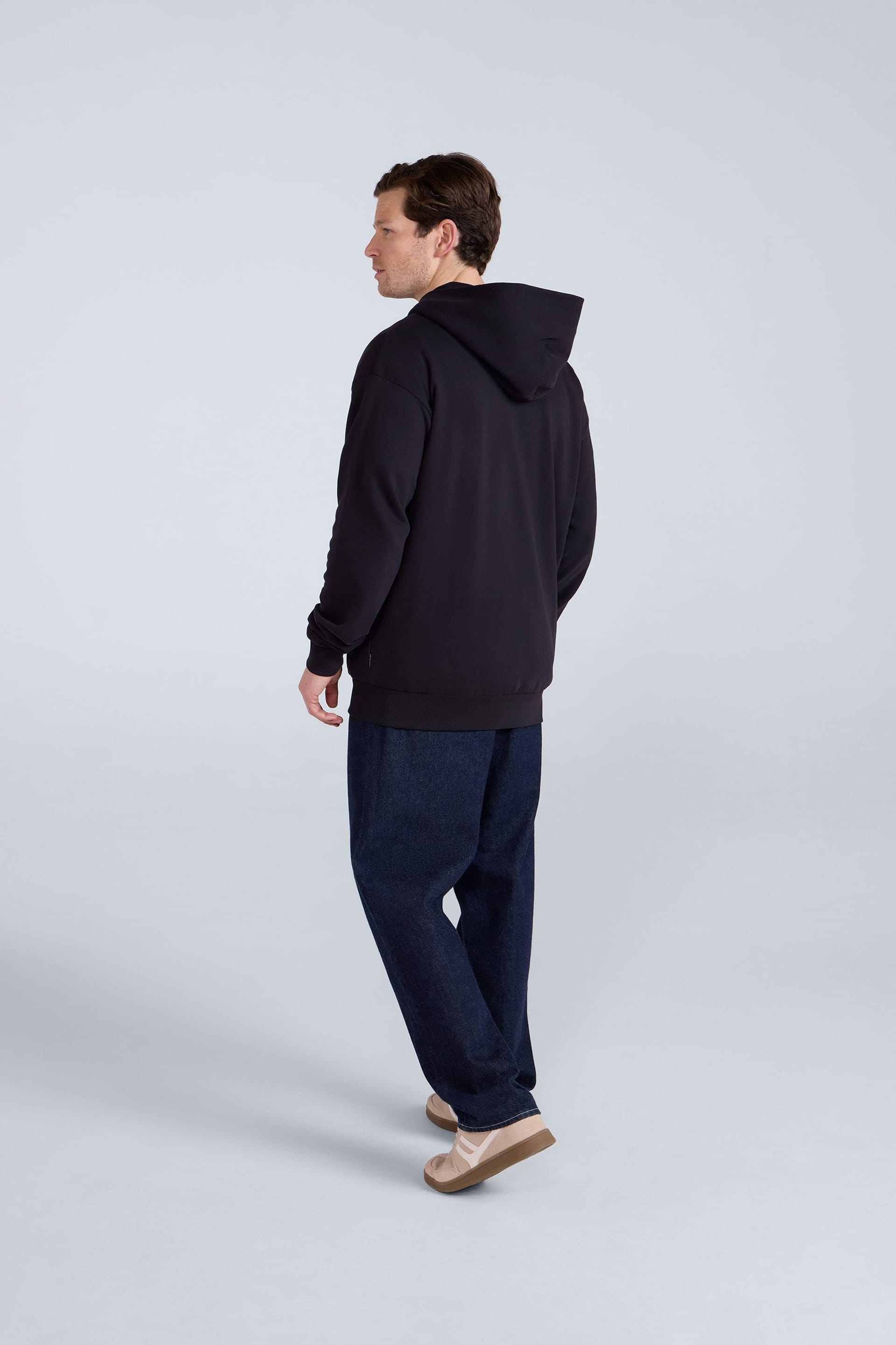 Animal Animal Men's 'Icon' Warm Comfortable Adjustable Hood Casual Logo Zip Through Hoodie in Black - 4