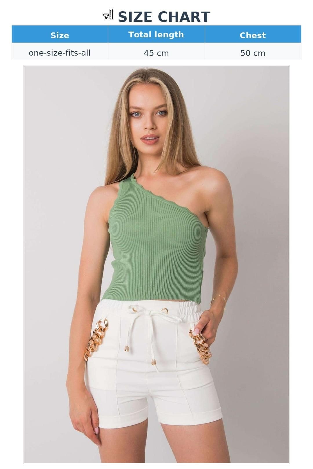 Love Lace Love Lace Women's One Shoulder Ribbed Acrylic Top in Green - 4
