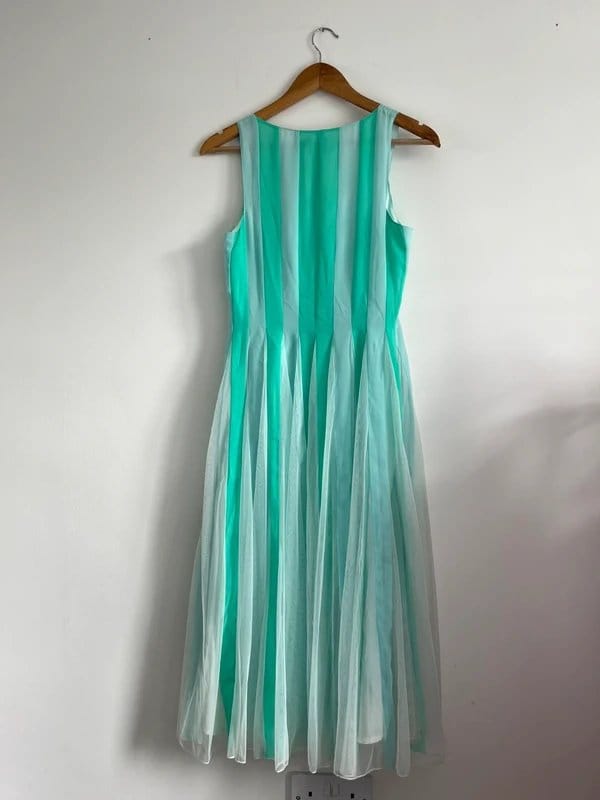 ASOS Mint Green Midi Dress with Tulle Overlay – UK 8