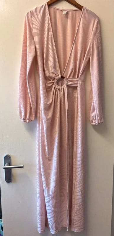 River Island Pink Ruched Midi Dress Size 10