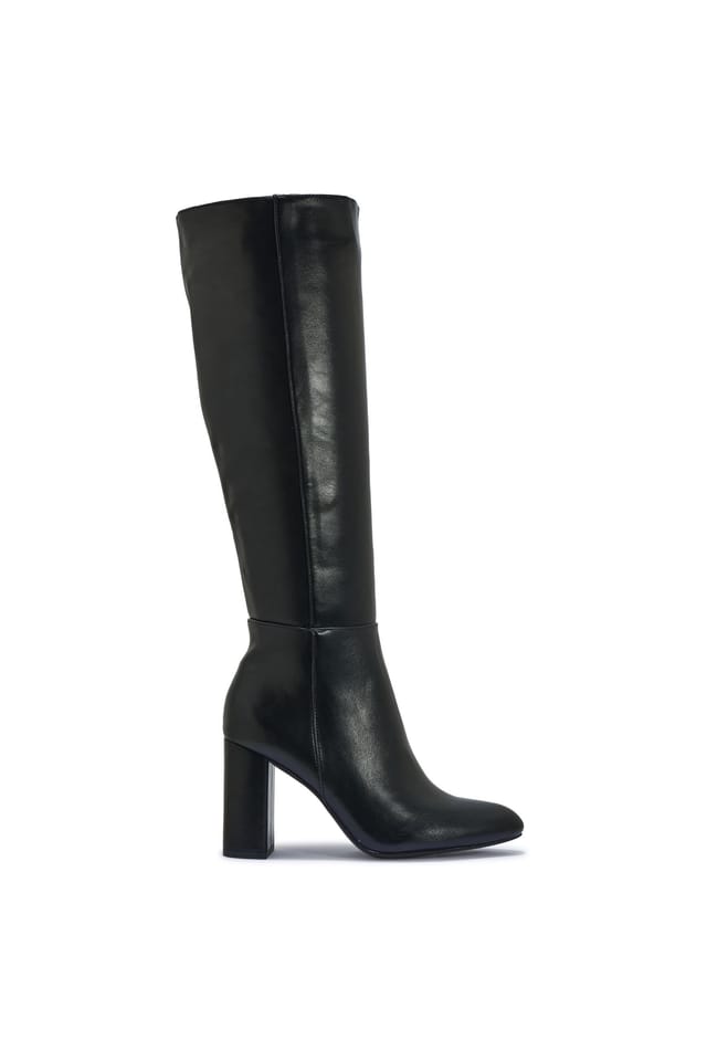 Truffle Collection Truffle Collection Women's Mid-Calf Boots Zip Closure Polyurethane Round Toe Block Heel Shoes in True Black - 2