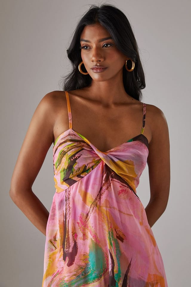 Warehouse Warehouse Women's Chiffon Asymmetric Double Layer Bandeau Maxi Dress - 2
