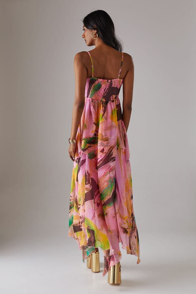 Warehouse Warehouse Women's Chiffon Asymmetric Double Layer Bandeau Maxi Dress - 3