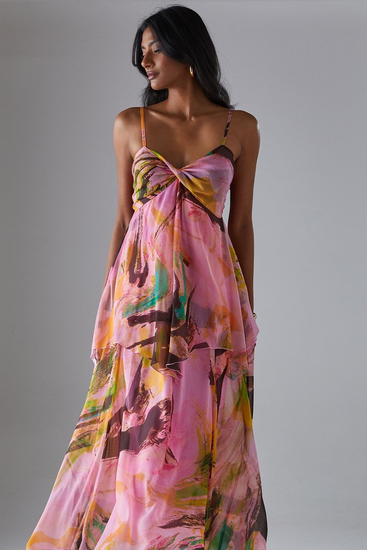 Warehouse Warehouse Women's Chiffon Asymmetric Double Layer Bandeau Maxi Dress - 4