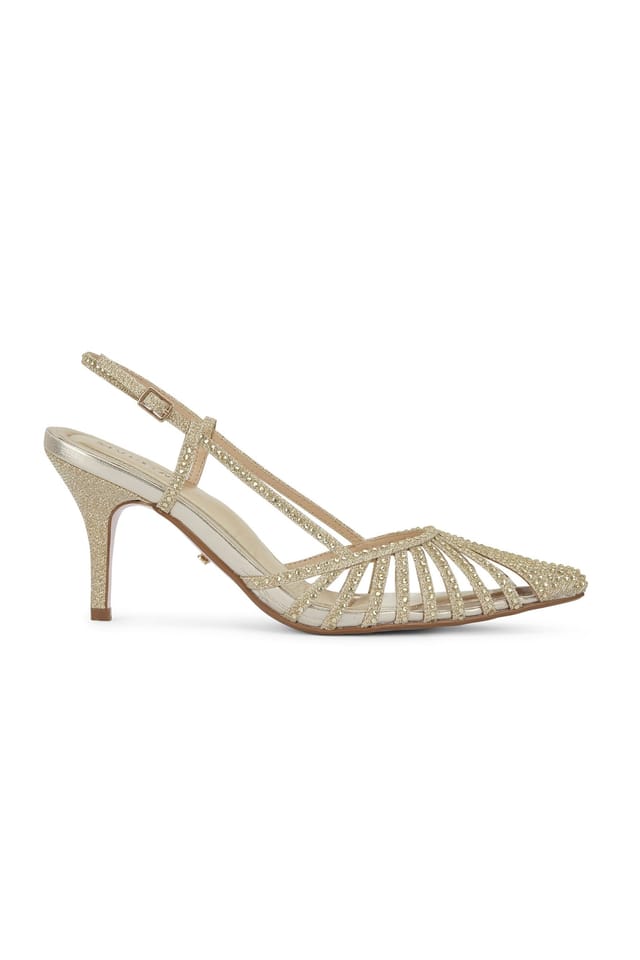 MALOW LONDON MALOW LONDON Women's Selena Slingback Heels Buckle PU/Patent Pointed Toe Stiletto Shoes in Gold - 2