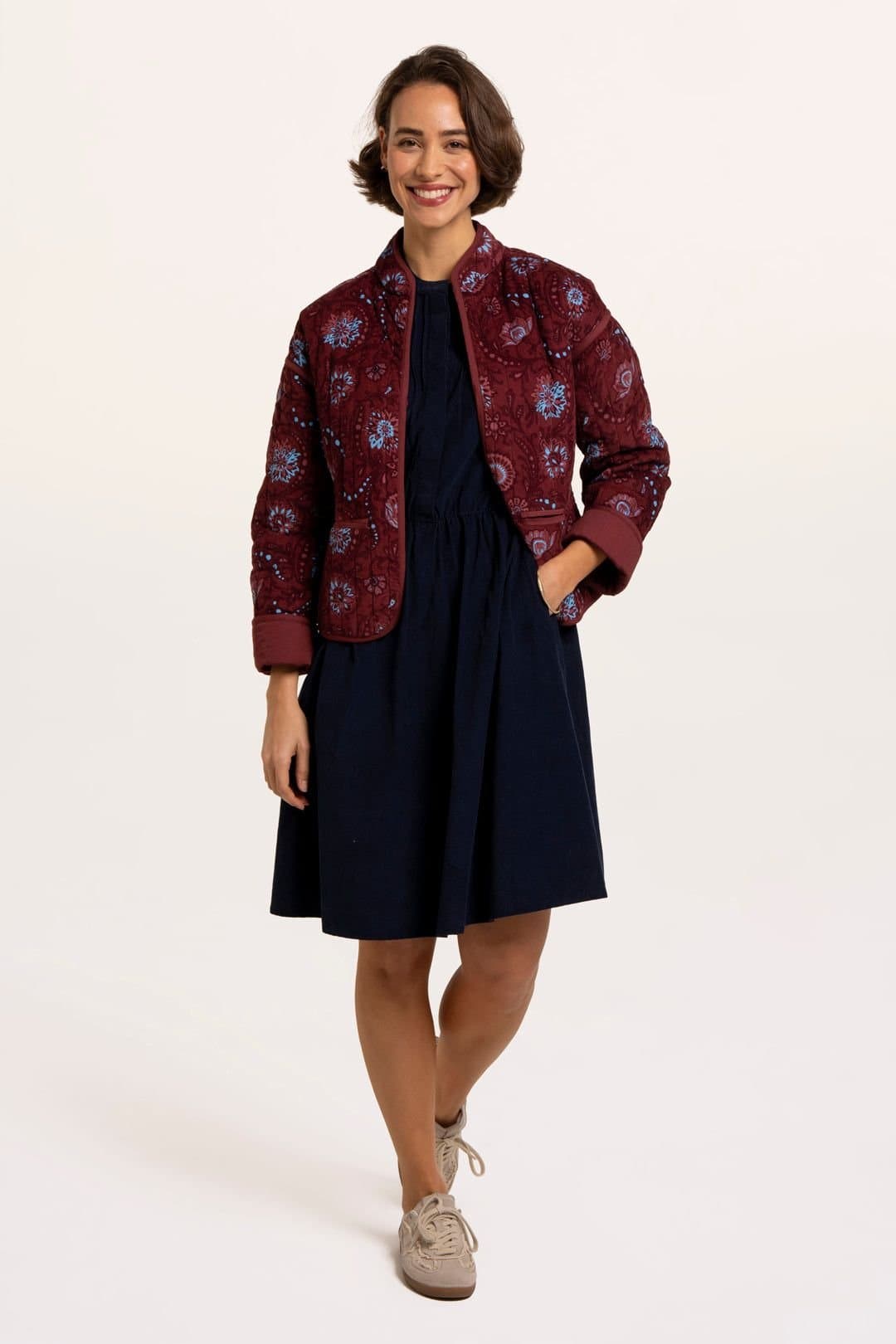 Brakeburn Brakeburn Women's Plum Printed Quilted Zip Front Jacket in Burgundy