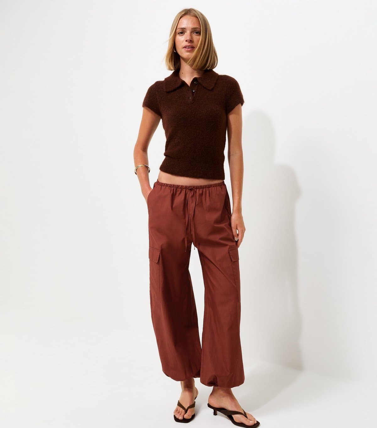 New Look Women's Rust Cotton Cuffed Cargo Trousers New Look