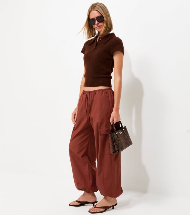 New Look Women's Rust Cotton Cuffed Cargo Trousers New Look - 3