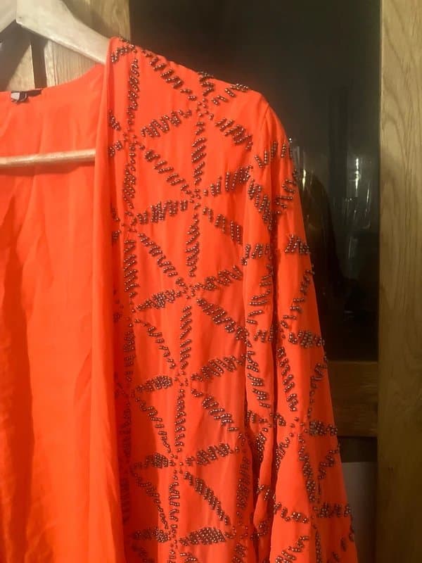Topshop Topshop heavy beaded embellished kimono blazer jacket orange 10 38