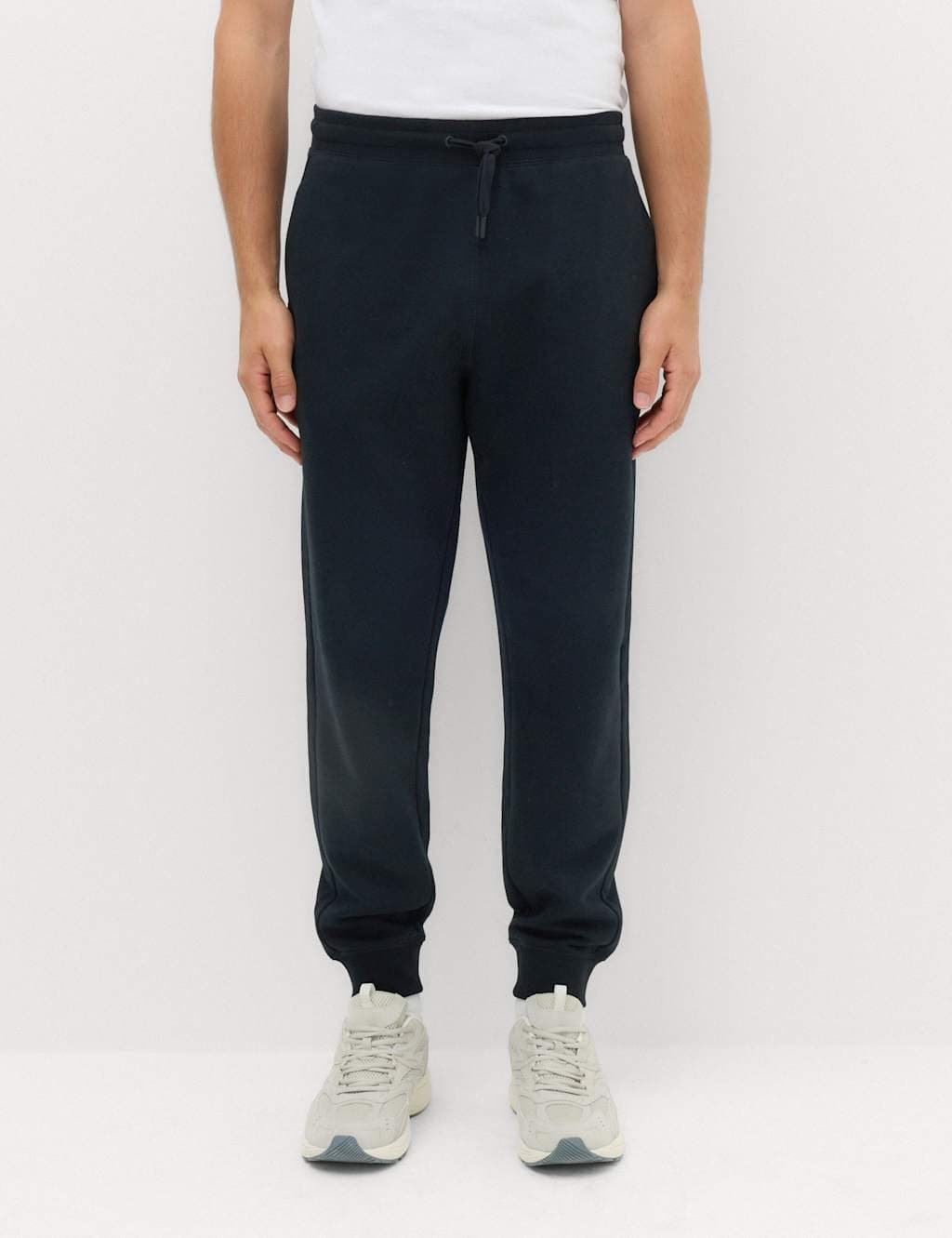 Marks & Spencer M&S Cotton Rich Brushback Cuffed Joggers Black