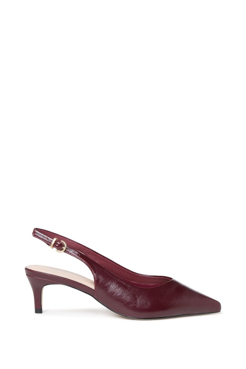 Paradox London Paradox London Women's Galina' Wide Fit Kitten Heel Slingback Shoes in Burgundy - 1