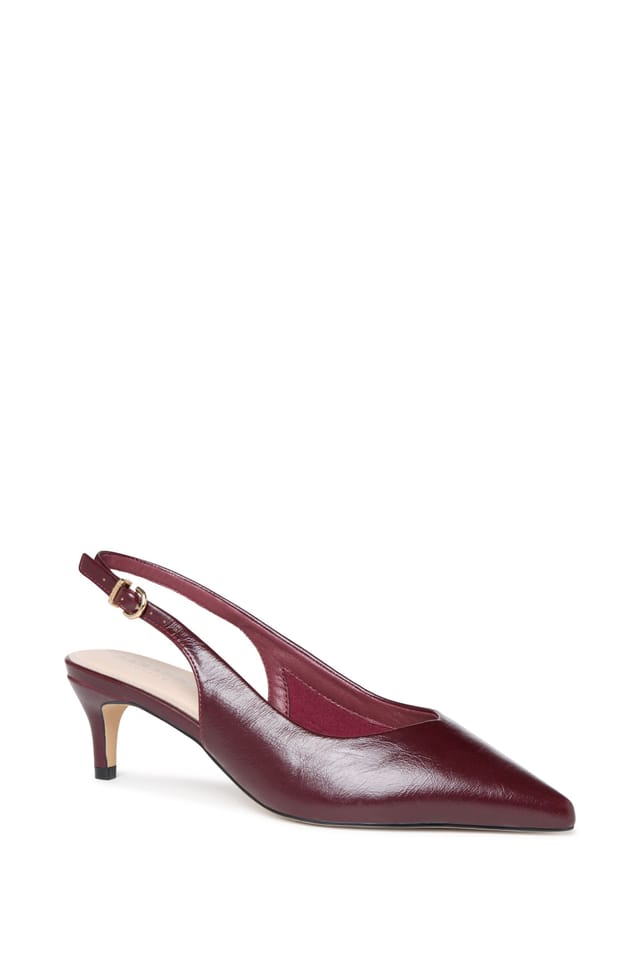 Paradox London Paradox London Women's Galina' Wide Fit Kitten Heel Slingback Shoes in Burgundy - 3