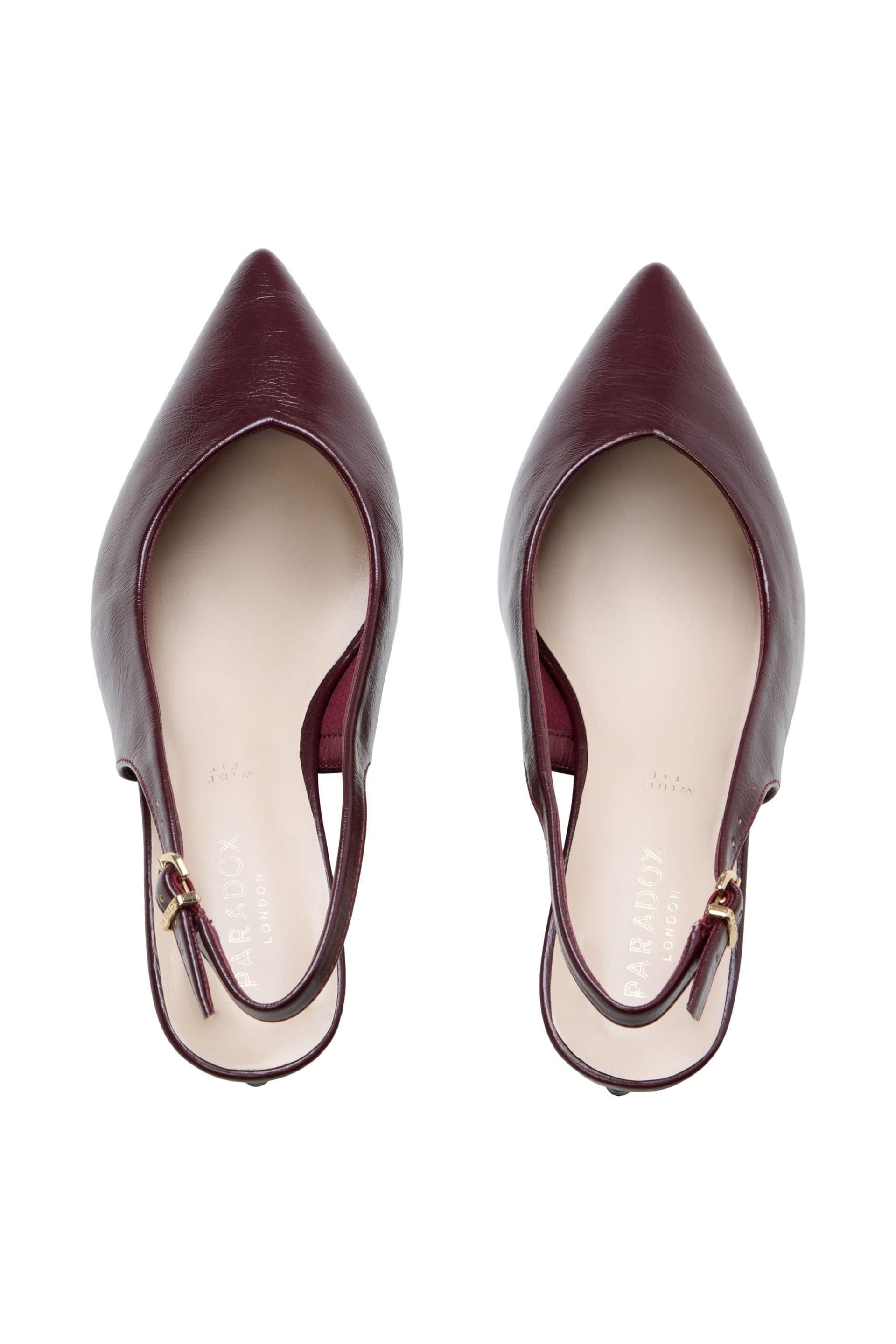 Paradox London Paradox London Women's Galina' Wide Fit Kitten Heel Slingback Shoes in Burgundy - 4