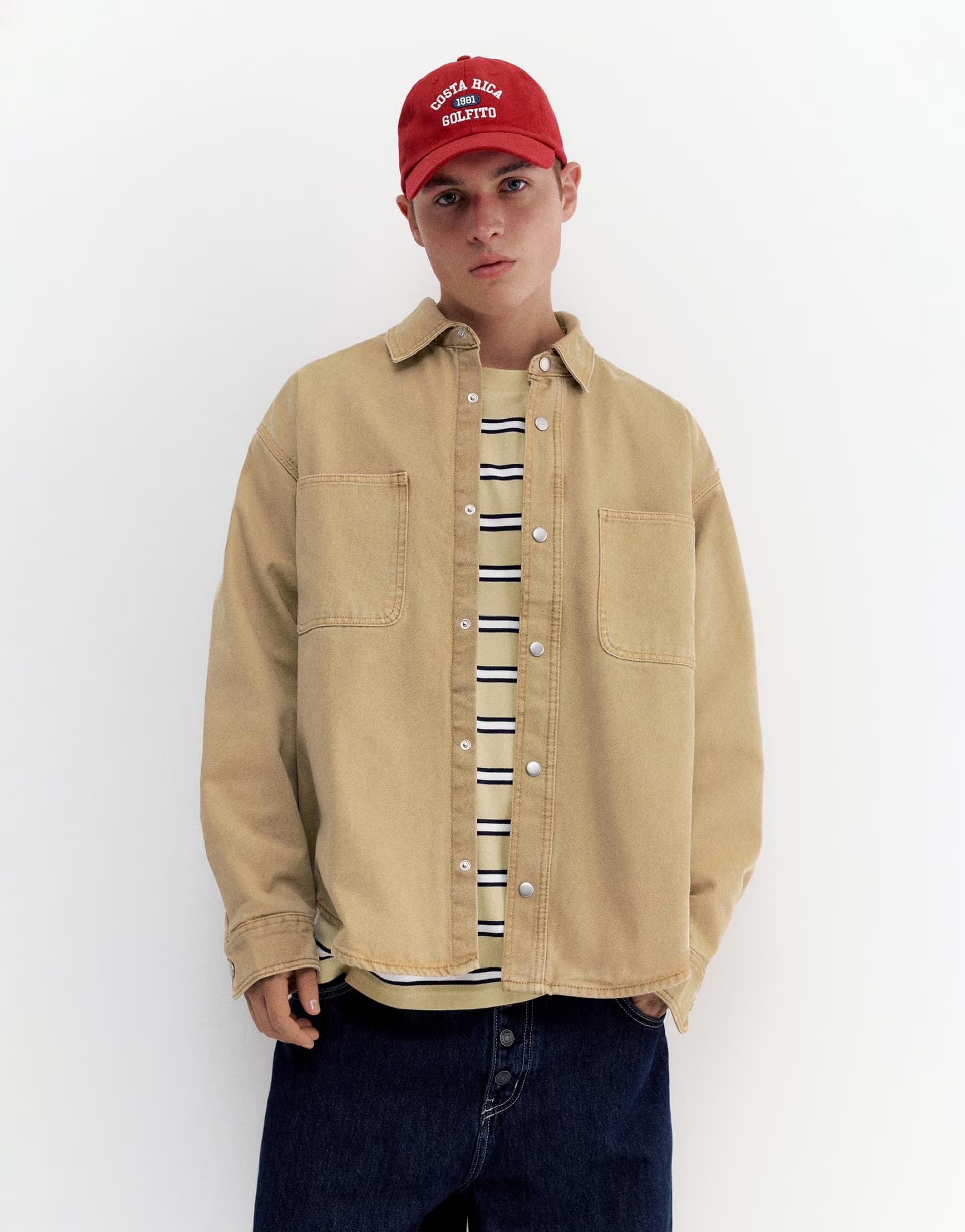 ASOS Pull&Bear Pocket overshirt in ochre