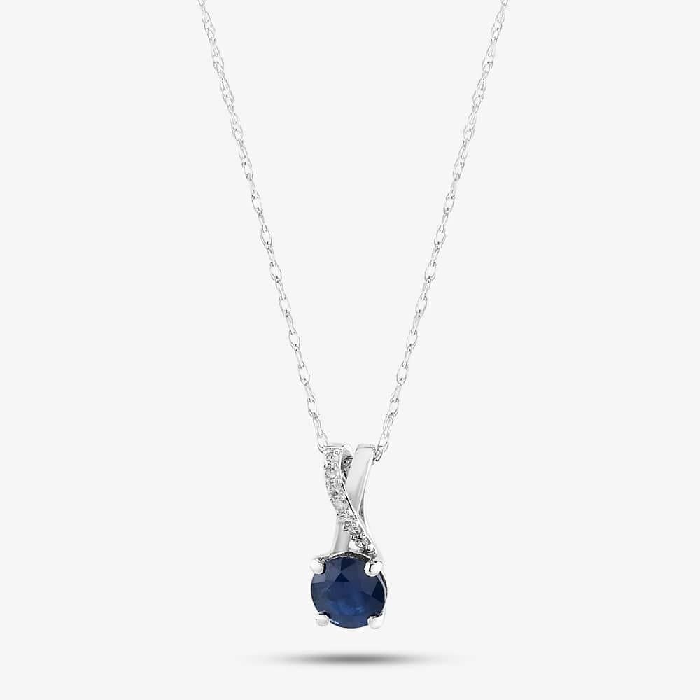 T.H.Baker T.H.Baker Sapphire & Diamond Pendant Necklace in White Gold