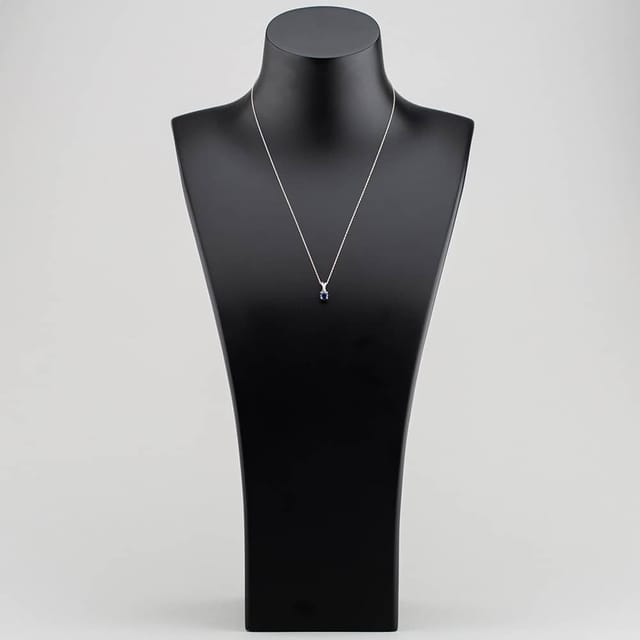 T.H.Baker T.H.Baker Women's 9ct White Gold Sapphire & Diamond Crossover Pendant Necklace OJP1703-BS in Silver - 2