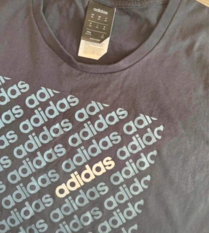 adidas Adidas Men’s Navy Blue Logo Print T-Shirt 2XL Crew Neck Cotton Casual Tee