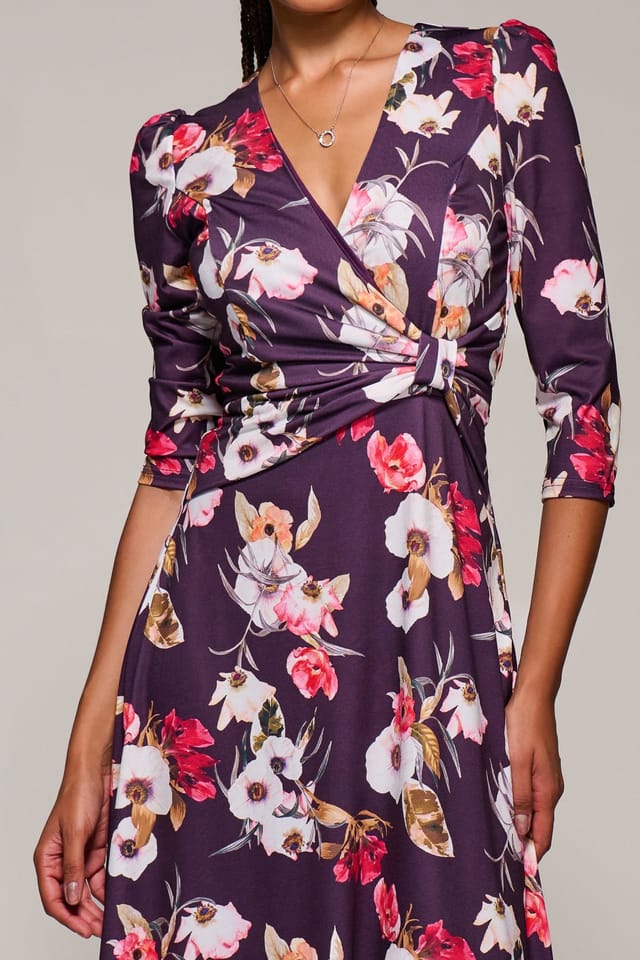 Jolie Moi Jolie Moi Women's Jersey Fit & Flare Maxi Dress in Purple - 3