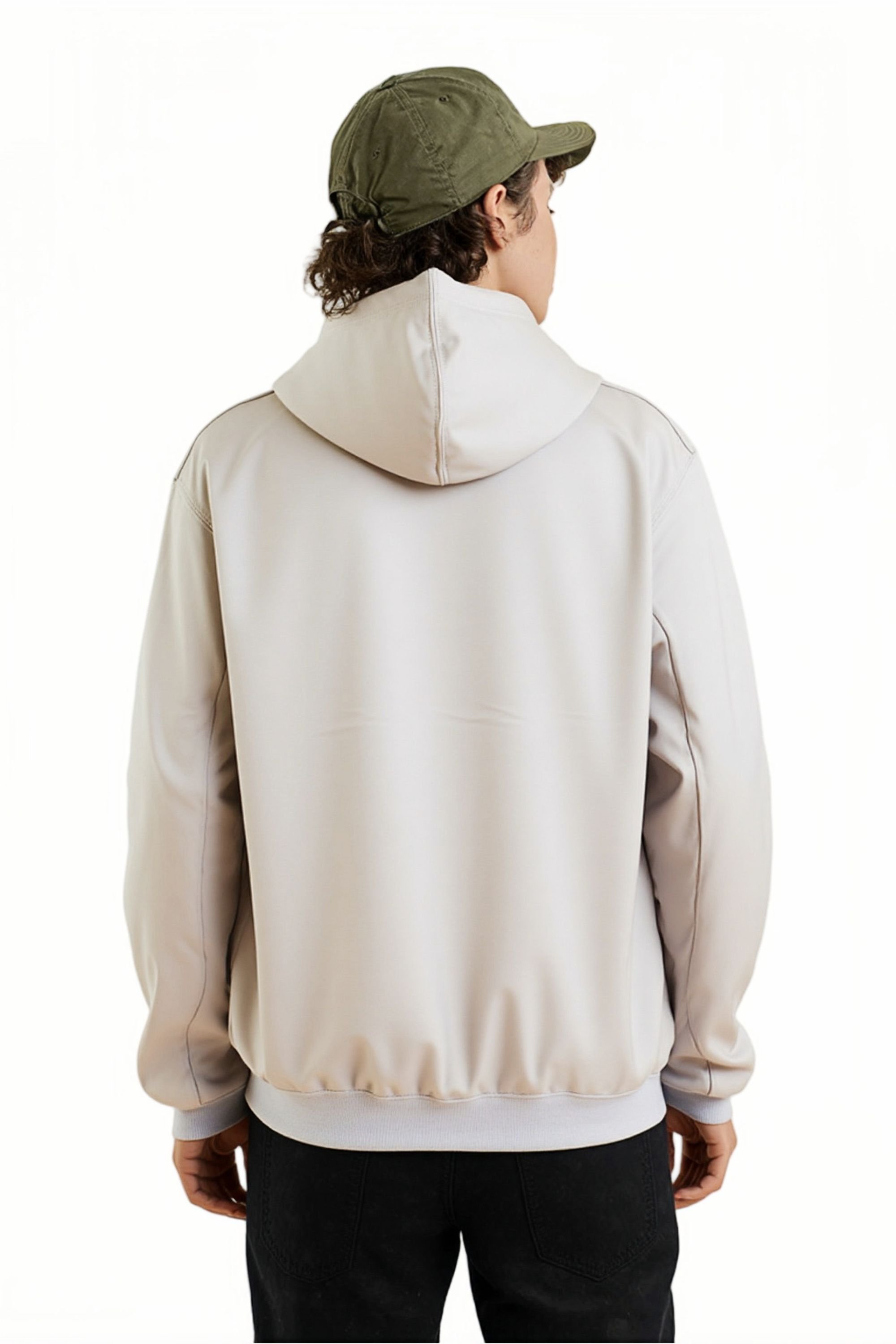 SweetLook SweetLook Men's Plain Full Zip Up Polyester Hoodies for Men Uk in Light Beige - 2
