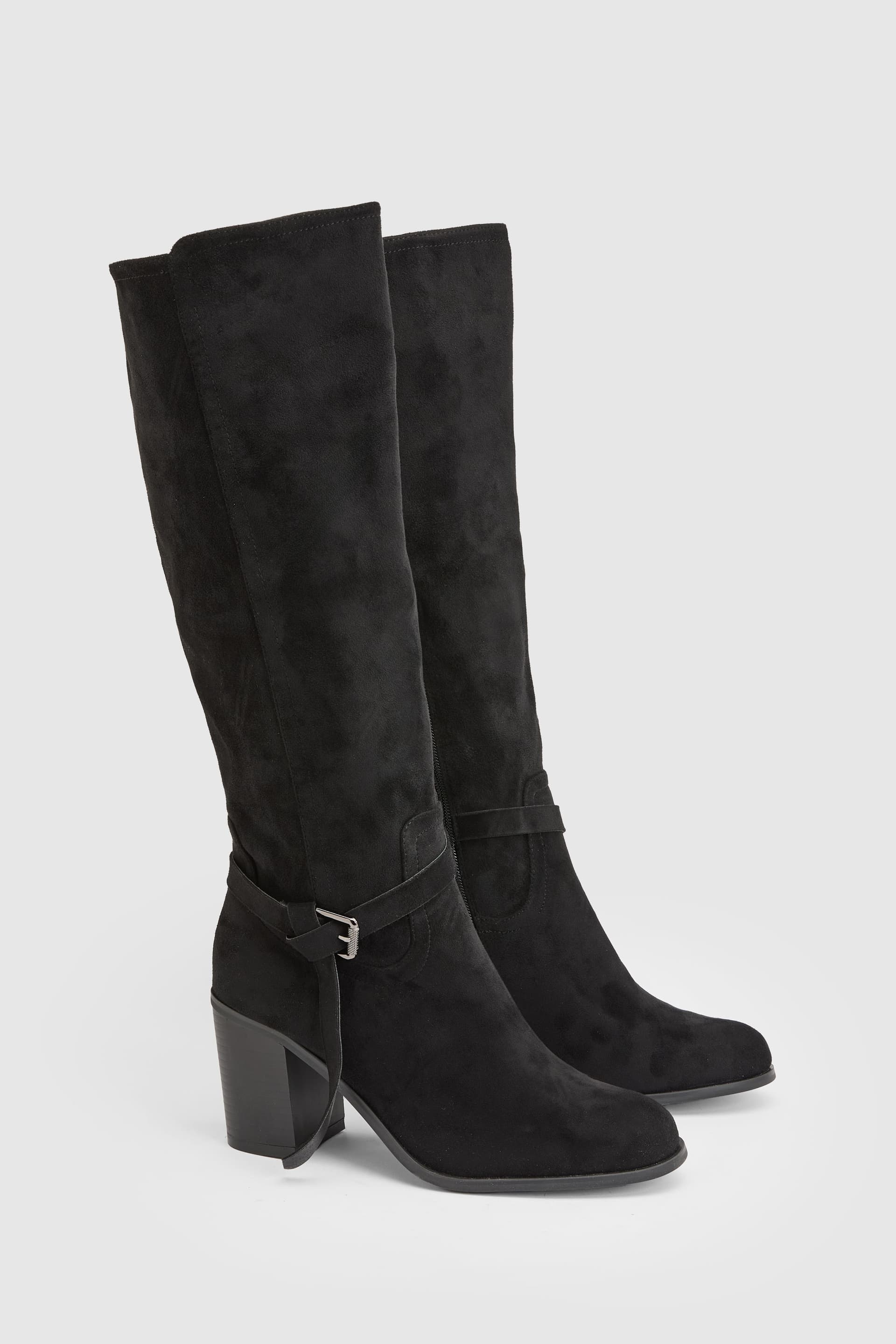 Wallis Wallis Women's Katri Faux Suede Block Heel Knee Boots in Black